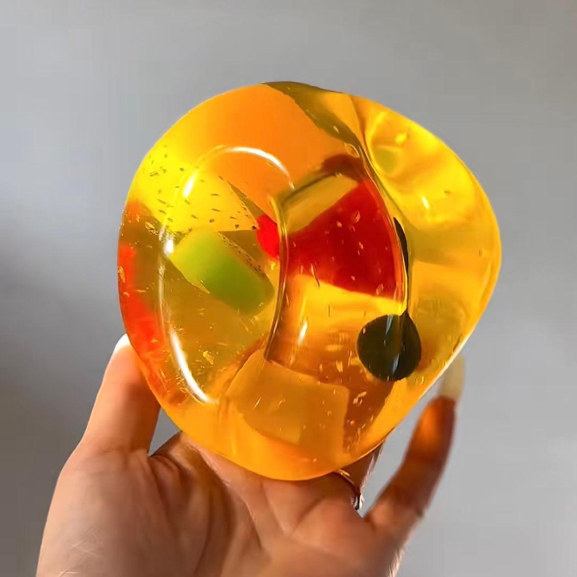 Realistic Fruit Jelly Banana Squishy Toy | Transparent Fruit Filled Stress Relief Fidget Toy for Kids & Adults - MyFaceBobbleheads