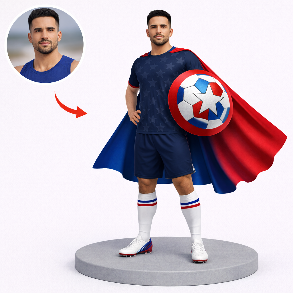 Custom All-Star Fan Bobblehead, Personalized Soccer Hero Bobblehead, Custom Bobblehead Engraved with Text