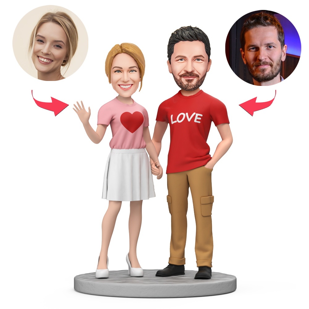 Tacit Couple Custom Bobblehead With Engraved Text Gift for Valentine's Day