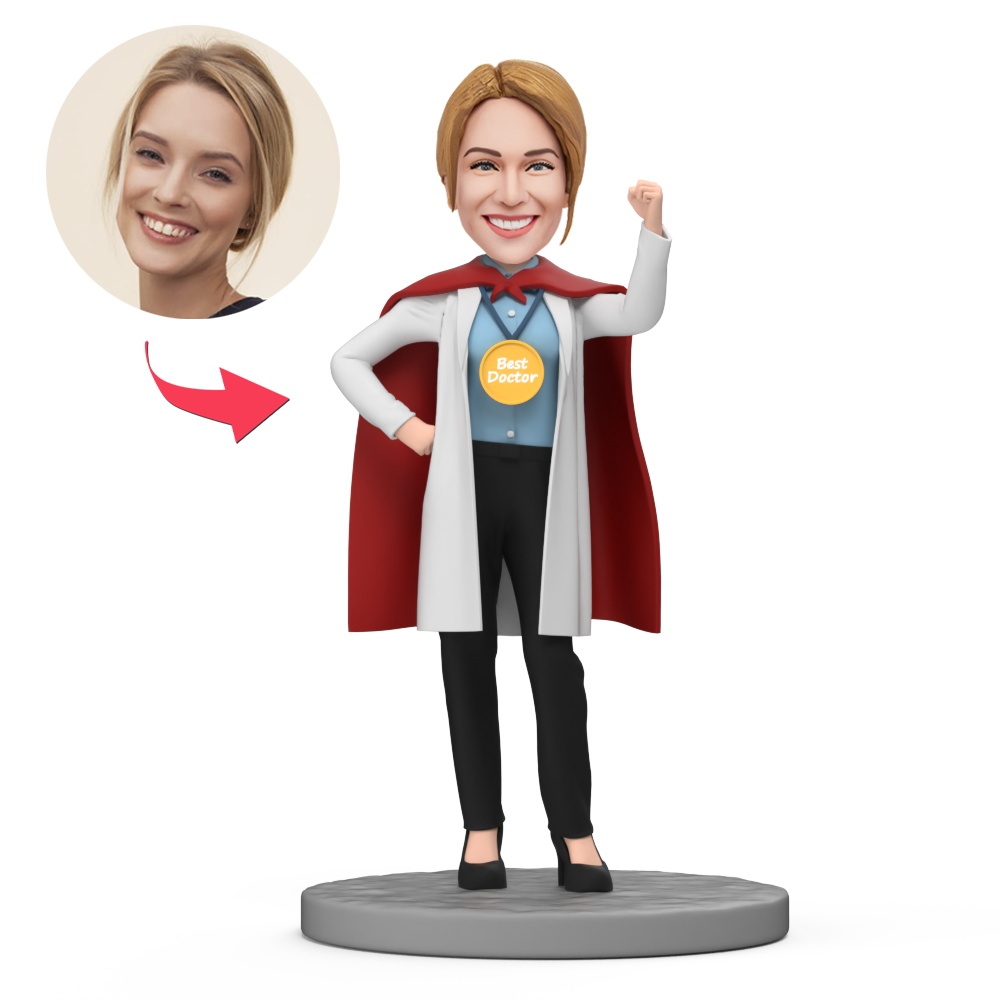 Superwoman Best Doctor Custom Bobblehead with Engraved Text