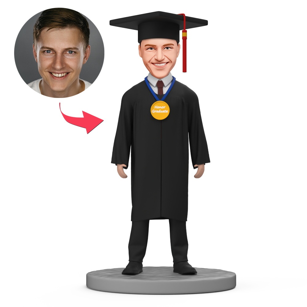 Graduation Gift Honor Graduate Custom Bobblehead with Engraved Text - MyFaceBobbleheads