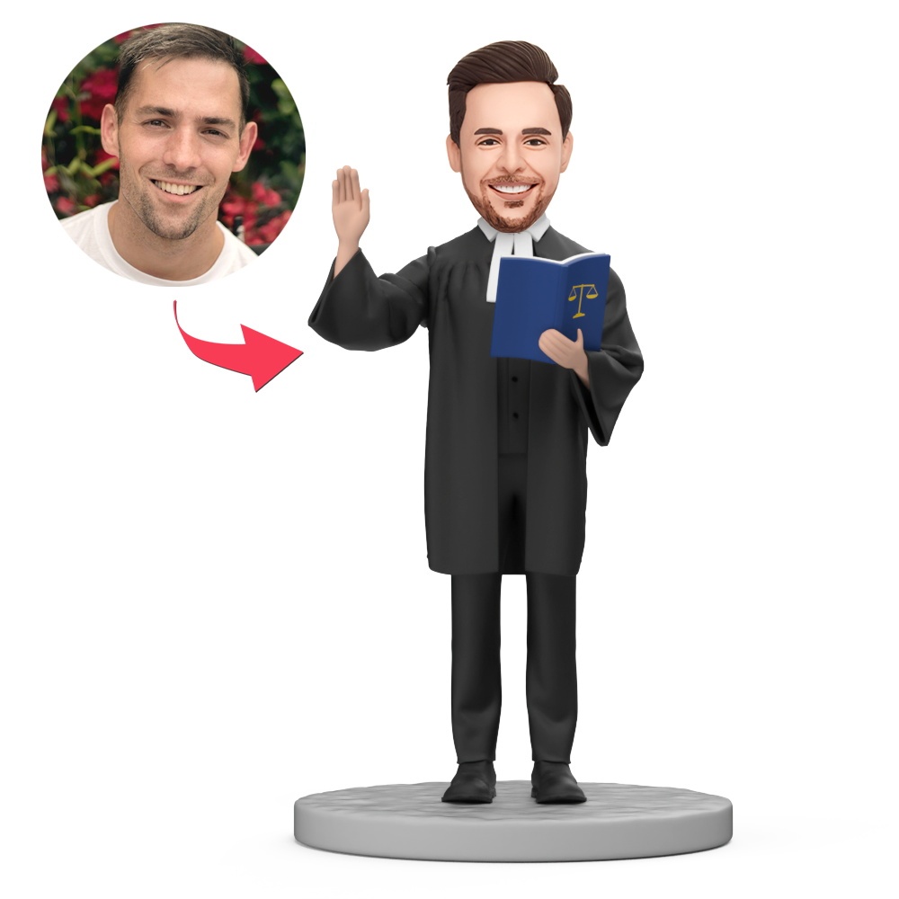 Male Lawyer Taking an Oath Custom Bobblehead with Engraved Text - MyFaceBobbleheads