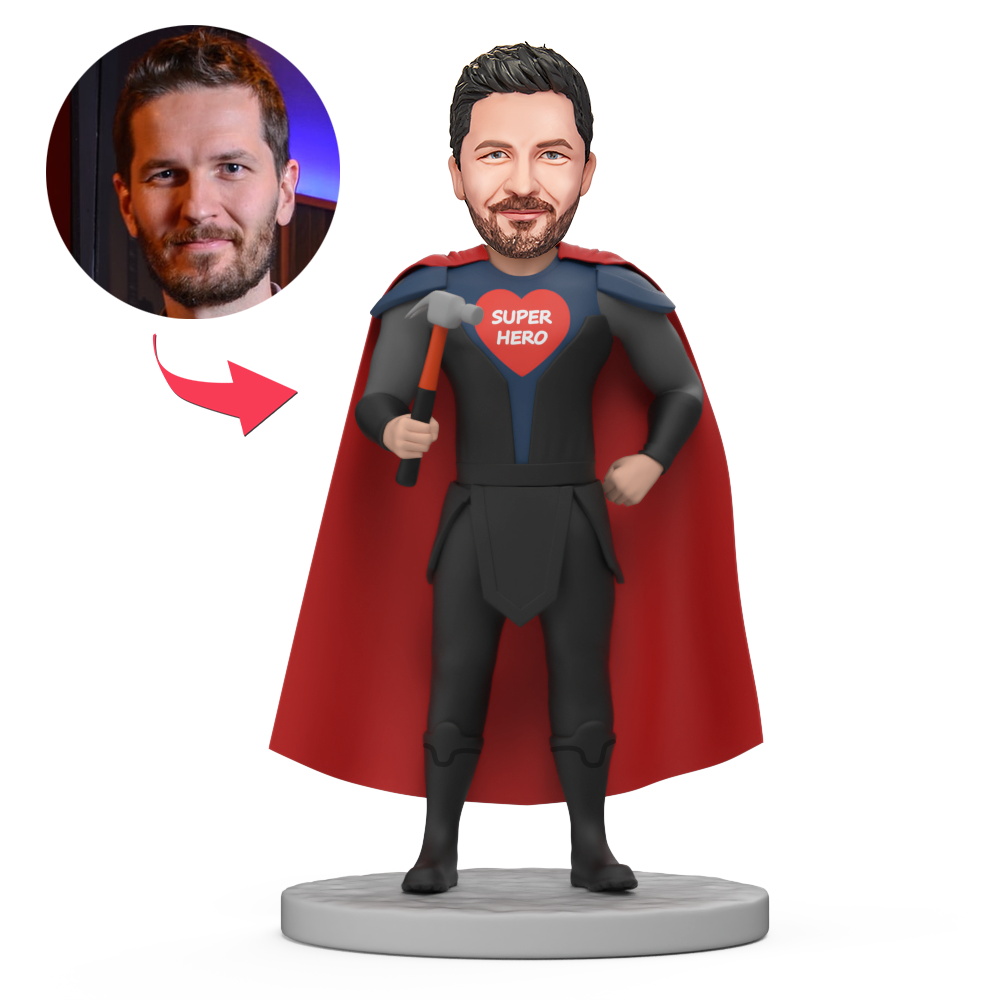 Gift for Dad Superman Bulider Player Custom Bobblehead with Engraved Text