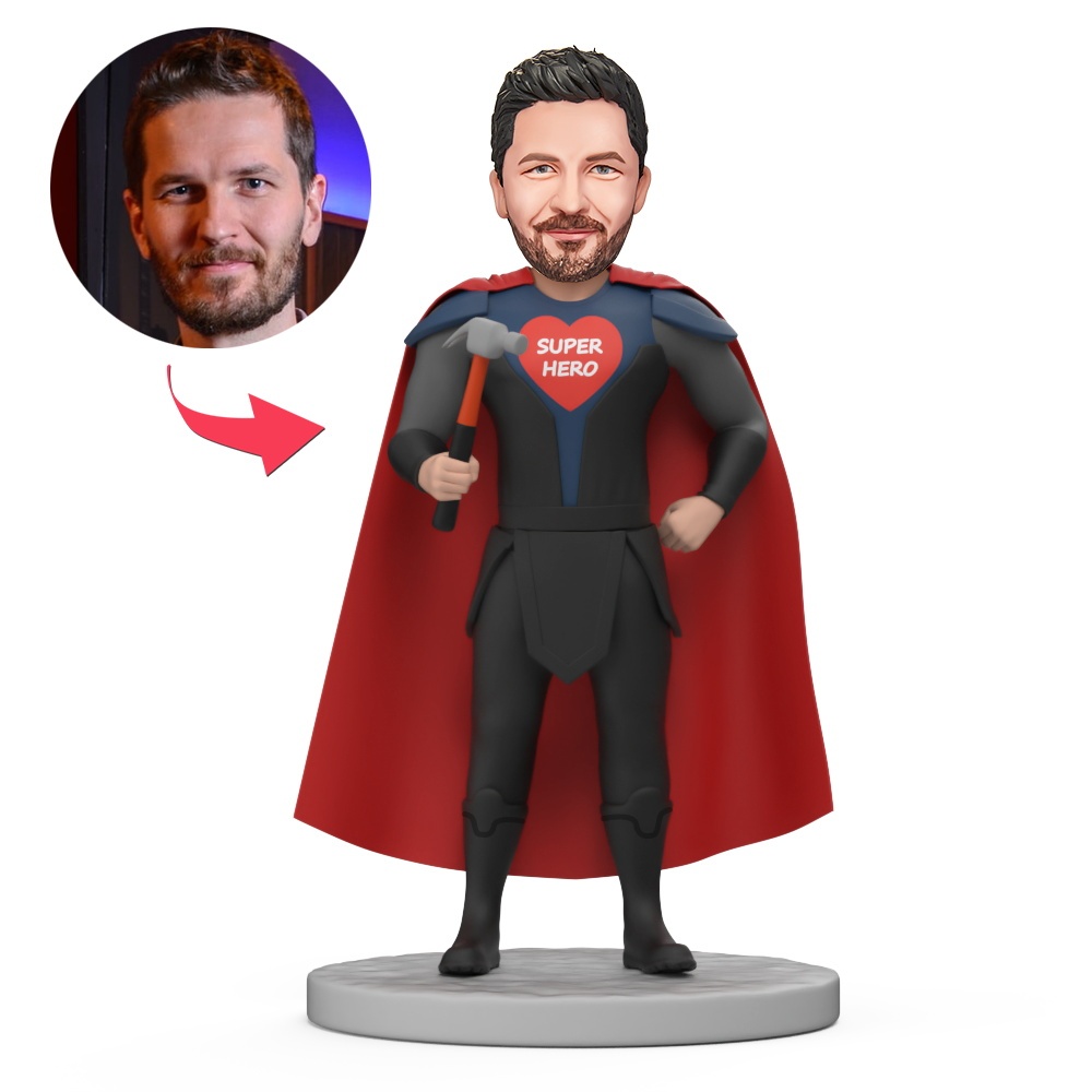 Gift for Dad Superman Bulider Player Custom Bobblehead with Engraved Text - MyFaceBobbleheads