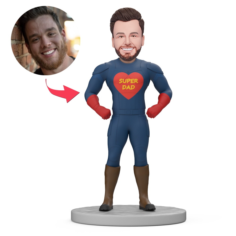 Father's Day Gifts Strong Superman Custom Bobblehead with Engraved Text - MyFaceBobbleheads