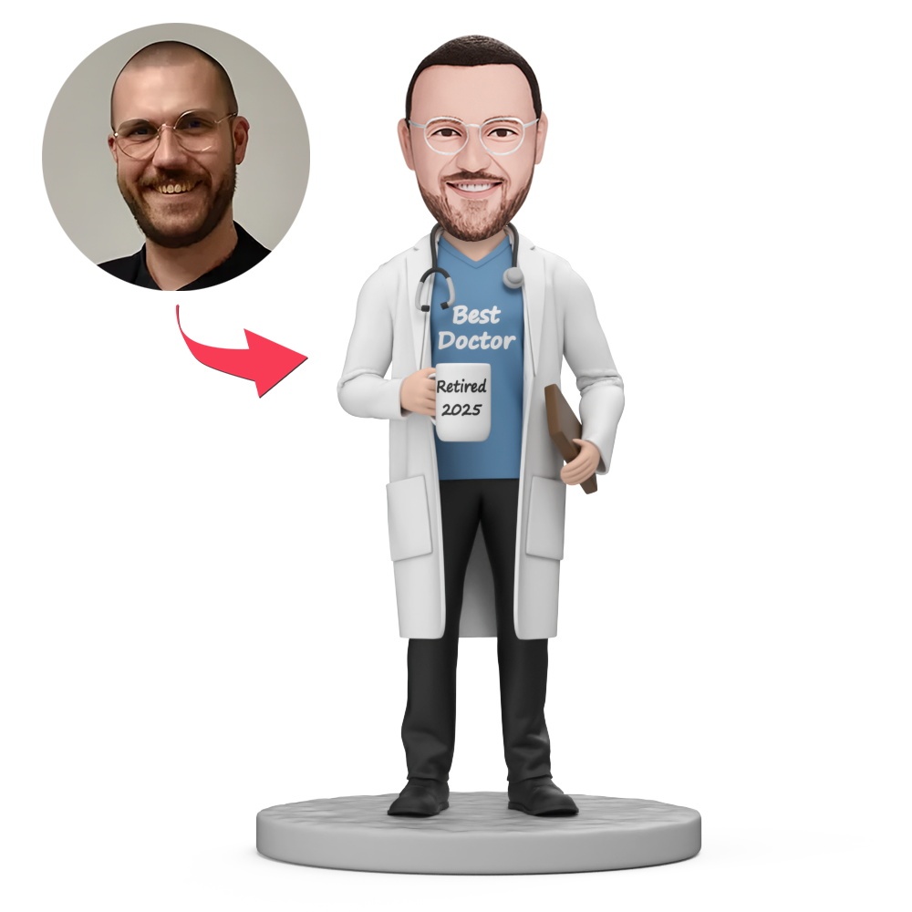 Best Doctor 2025 Retire Custom Bobblehead with Engraved Text Gift for Retire - MyFaceBobbleheads
