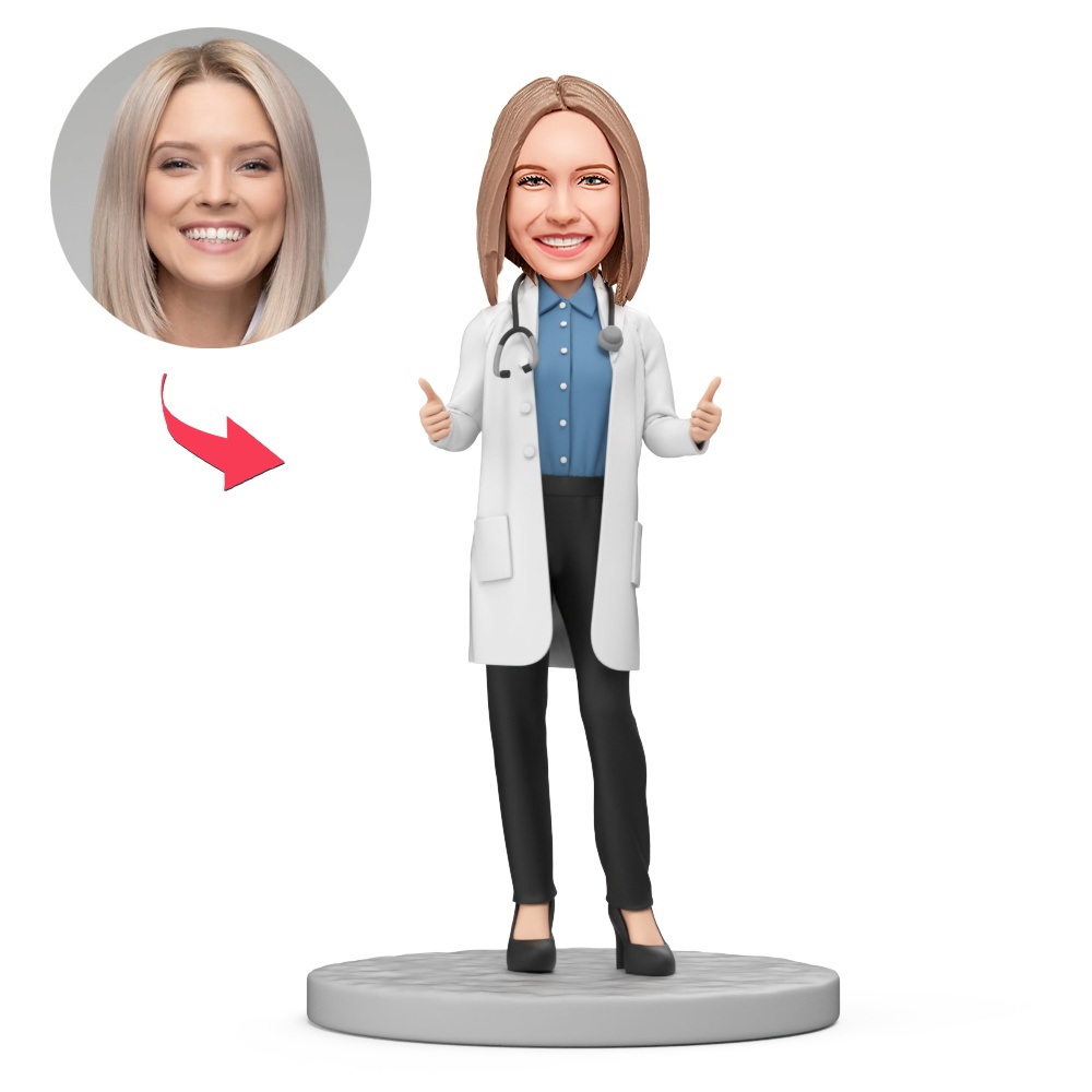Good Job Female Doctor Custom Bobblehead with Engraved Text - MyFaceBobbleheads