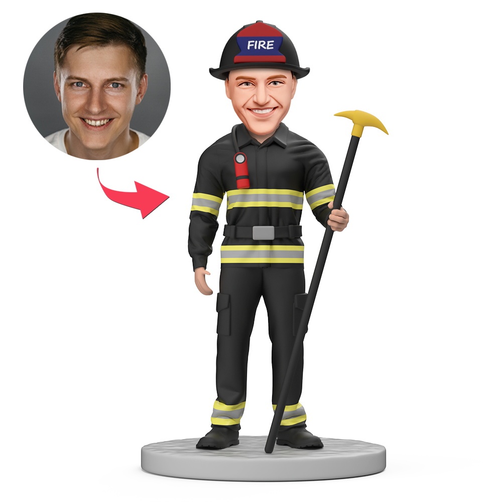 Firefighter Hold Breaching Tool Custom Bobblehead with Engraved Text - MyFaceBobbleheads