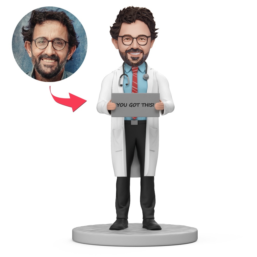 Male Doctor with Stethoscope You Got This Custom Bobblehead with Engraved Text - MyFaceBobbleheads