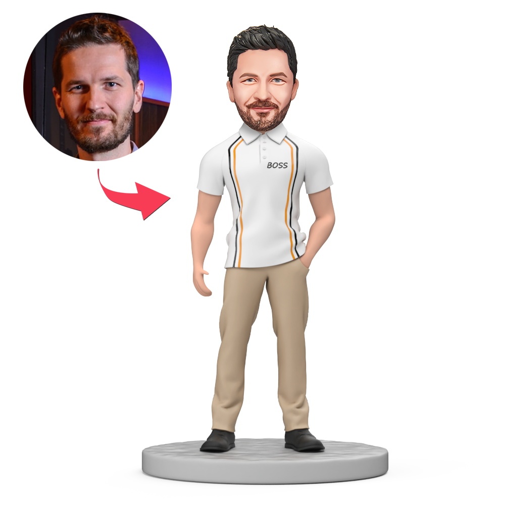 Business Boss Wear Casual Clothes Custom Bobblehead with Engraved Text