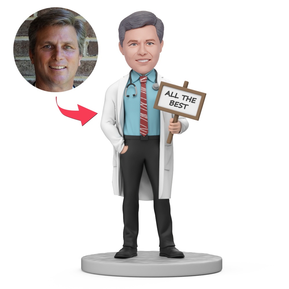 Dentist All the Best Custom Bobblehead with Engraved Text