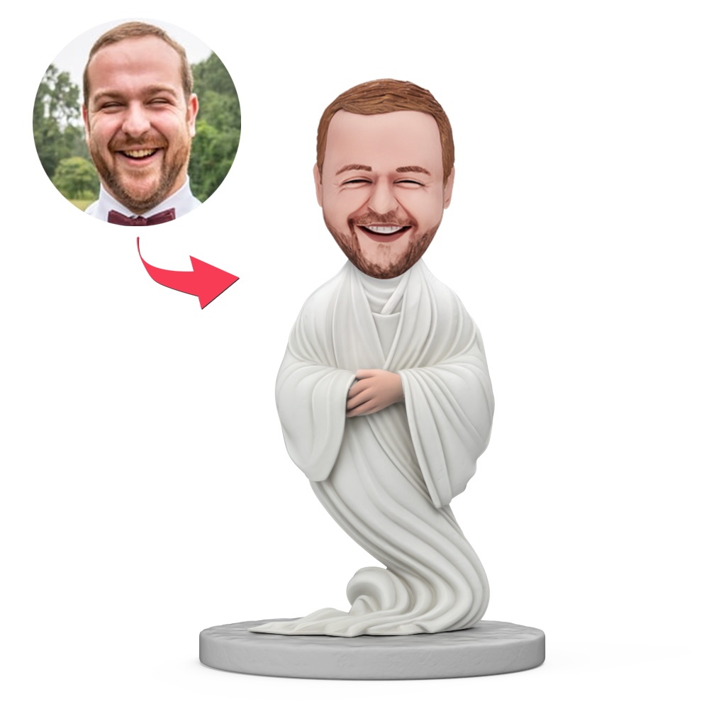 Male Ghost Custom Bobblehead With Engraved Text Gift For Halloween