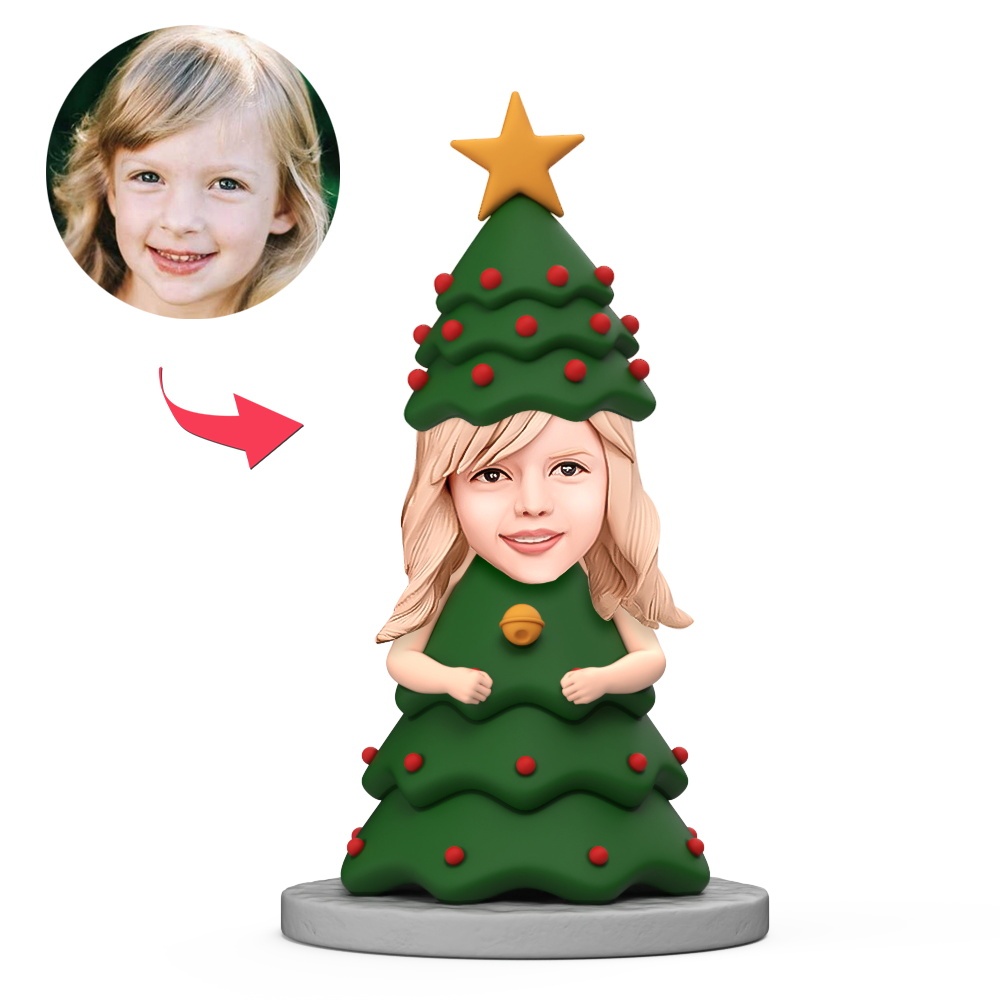Christmas Tree Body for Kids Custom Bobbleheads With Engraved Text Gift - MyFaceBobbleheads