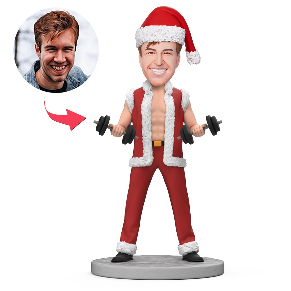 Christmas Style Attractive Muscular Man Custom Bobbleheads With Engraved Text Gift - MyFaceBobbleheads
