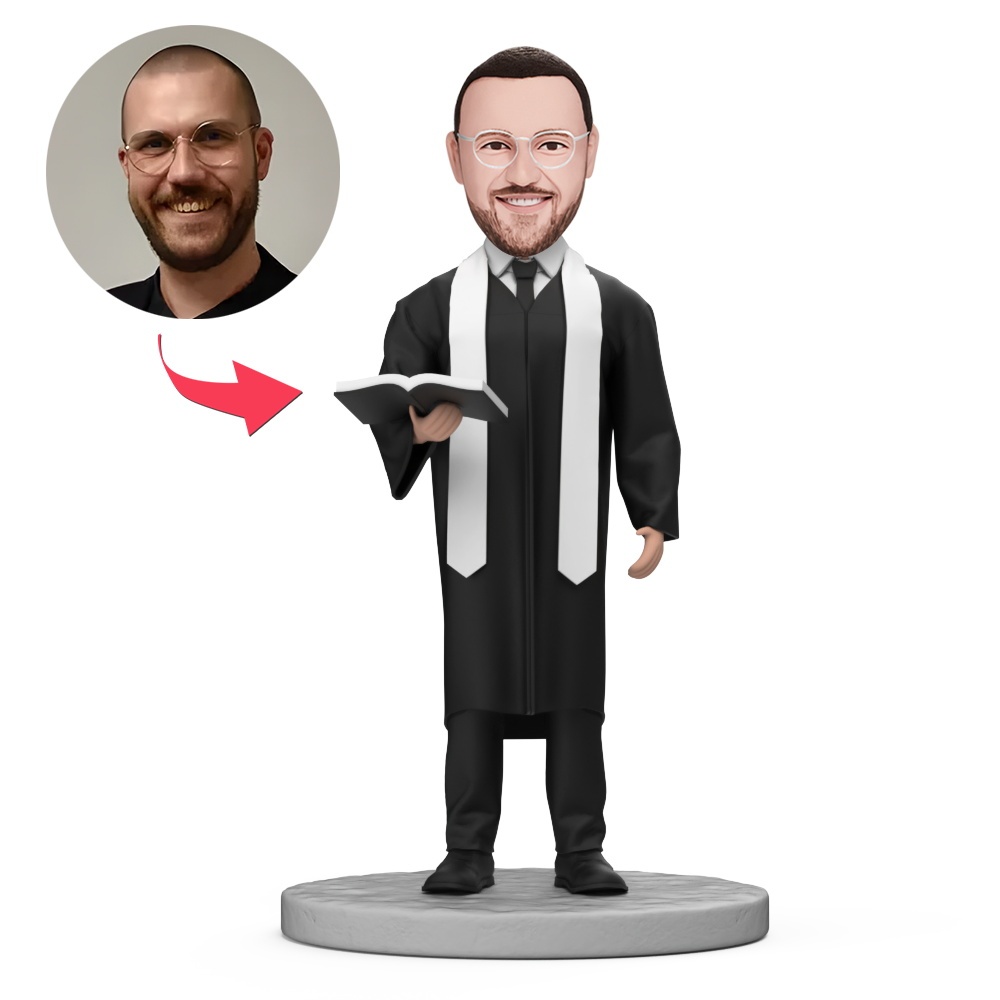 Custom Pastor Holding a Bible Custom Bobblehead With Engraved Text Gift - MyFaceBobbleheads
