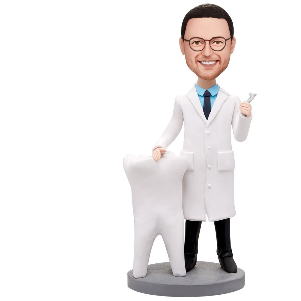 Dentist Student Male Custom Bobblehead With Engraved Text