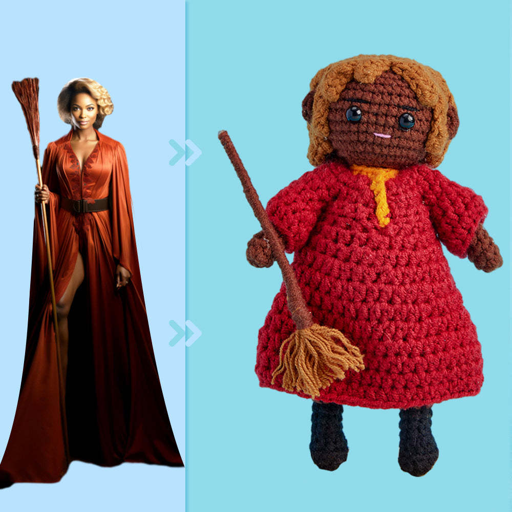 Full Body Customizable 1 Person Custom Crochet Doll Personalized Gifts Handwoven Mini Dolls - Witch - Myphotowallet
