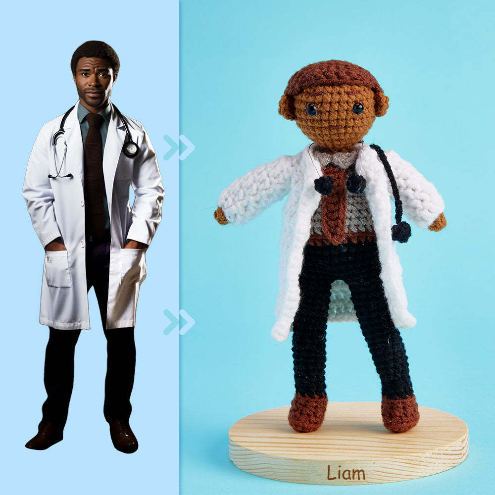 Full Body Customizable 1 Person Custom Crochet Doll Personalized Gifts Handwoven Mini Dolls - Doctor - Myphotowallet