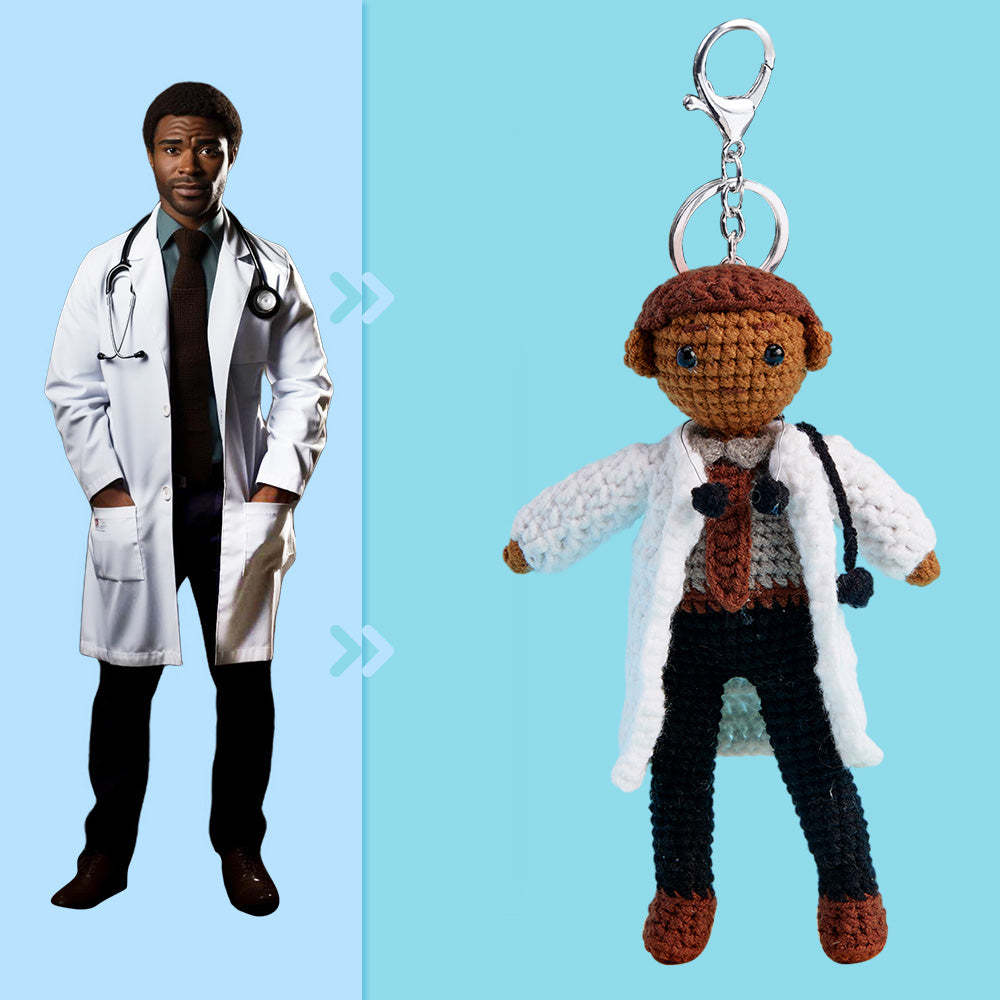 Full Body Customizable 1 Person Custom Crochet Doll Personalized Gifts Handwoven Mini Dolls - Doctor - Myphotowallet