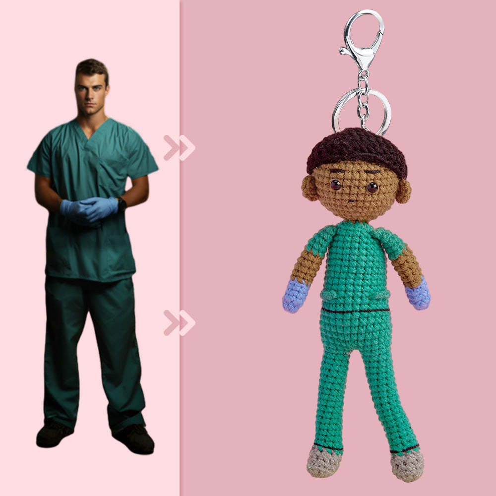 Full Body Customizable 1 Person Custom Crochet Doll Personalized Gifts Handwoven Mini Dolls - Scrubs - Myphotowallet