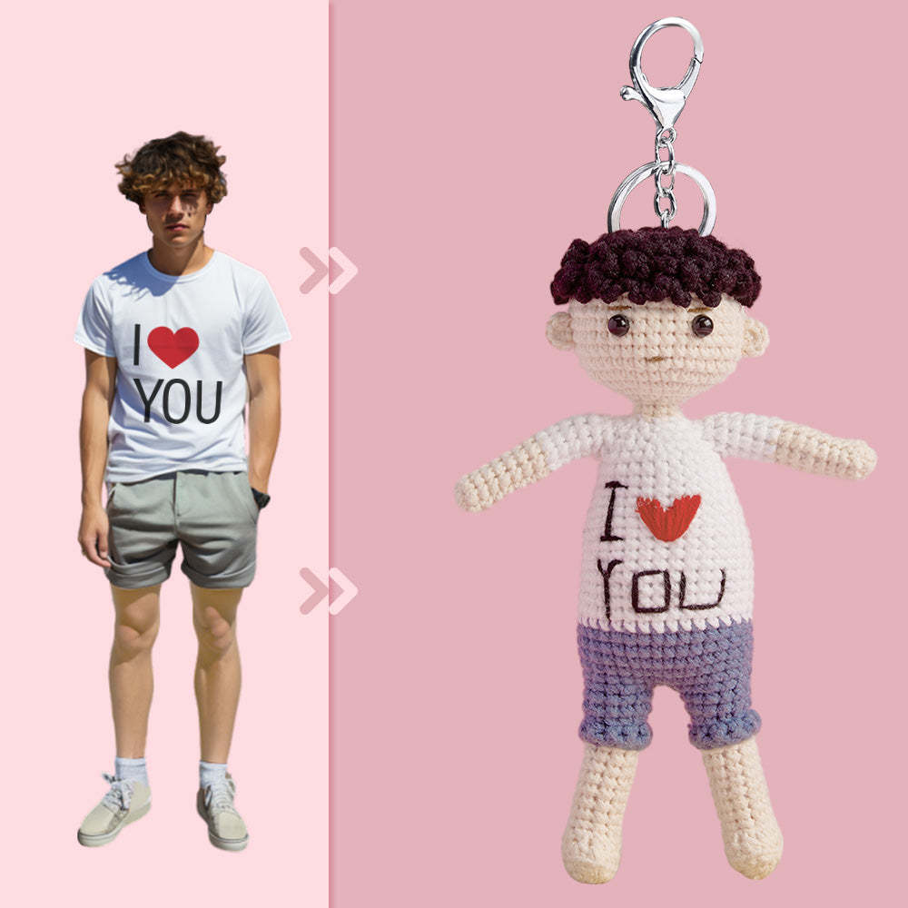 Full Body Customizable 1 Person Custom Crochet Doll Personalized Gifts Handwoven Mini Dolls - I Love You - Myphotowallet