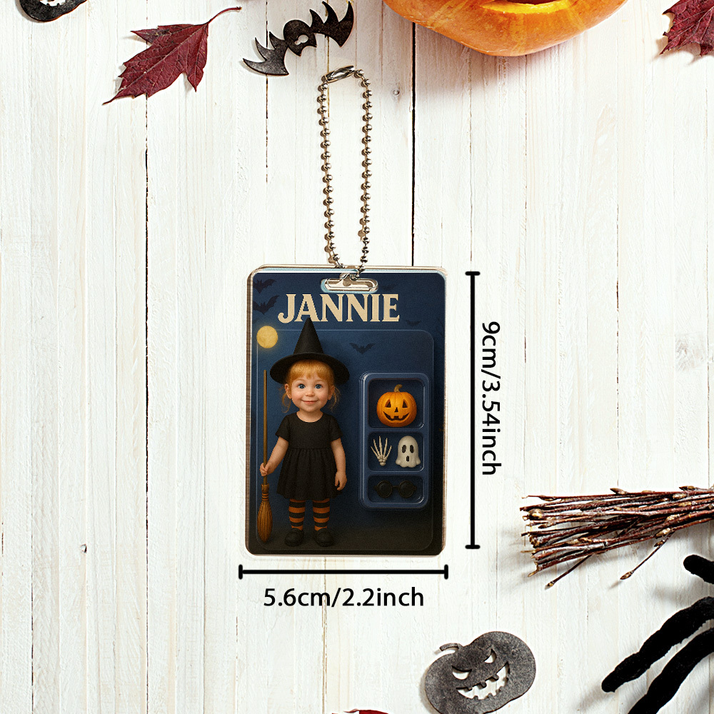 Custom 3D Effect Action Figure Pack Packaging Personalized Acrylic Skull Witch Car Hanger Gift for Halloween