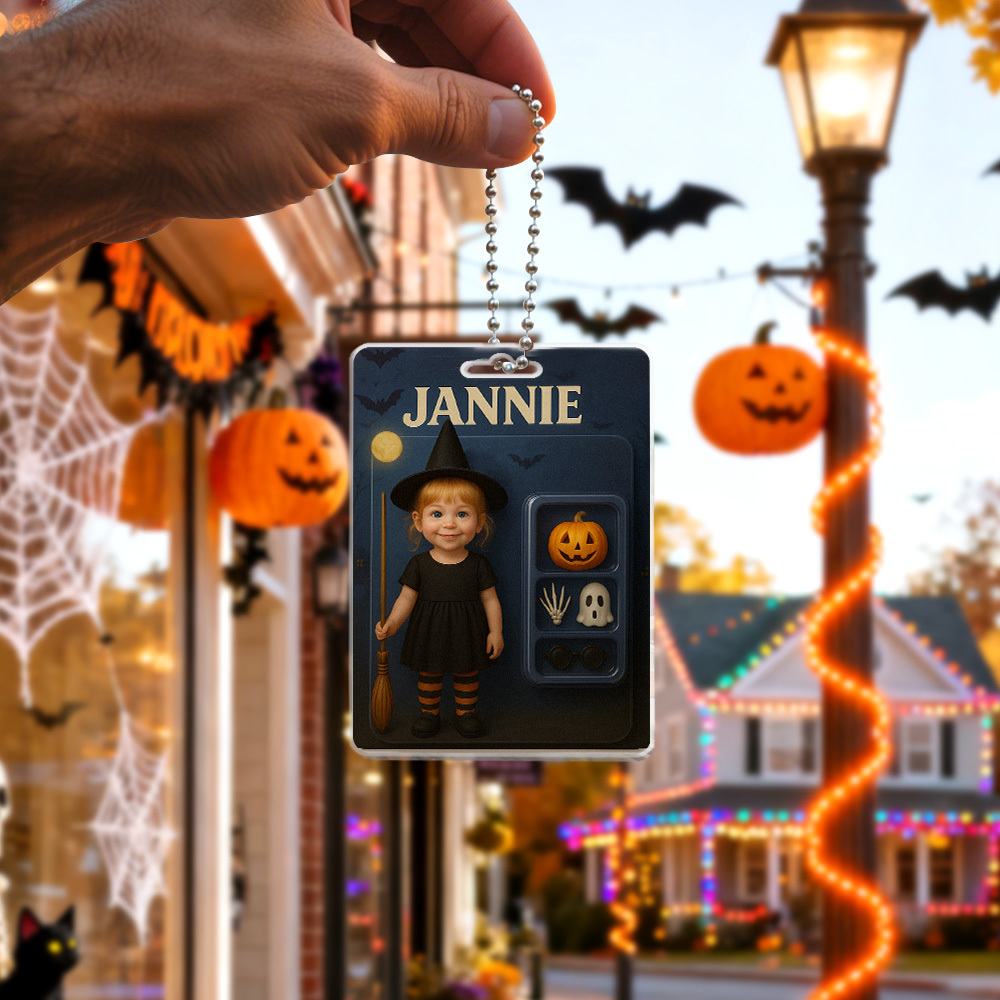 Custom 3D Effect Action Figure Pack Packaging Personalized Acrylic Skull Witch Car Hanger Gift for Halloween