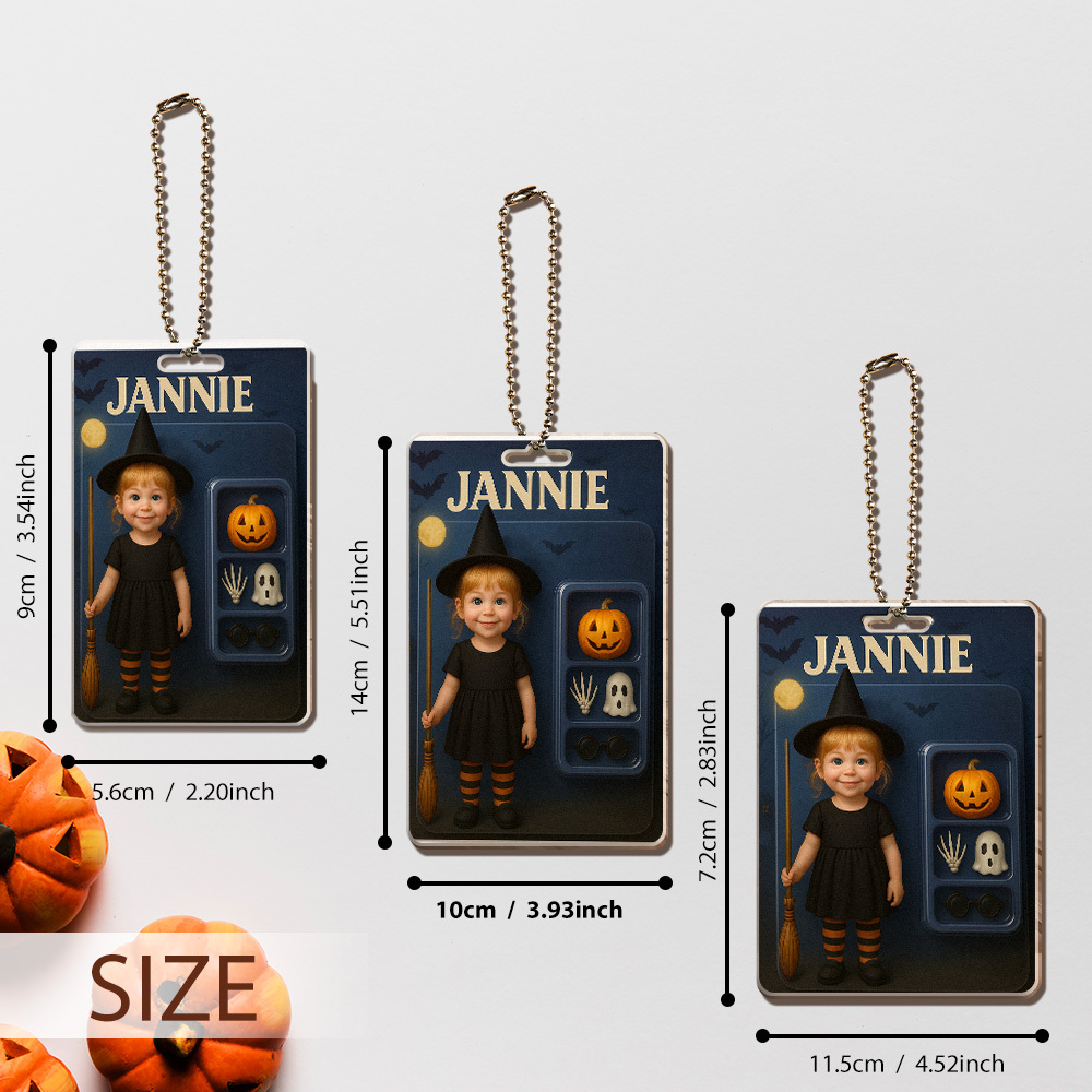 Custom 3D Effect Action Figure Pack Packaging Personalized Acrylic Skull Witch Car Hanger Gift for Halloween