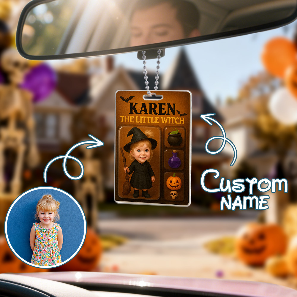 Custom 3D Effect Action Figure Pack Packaging Personalized Acrylic Witch Car Hanger Gift for Halloween