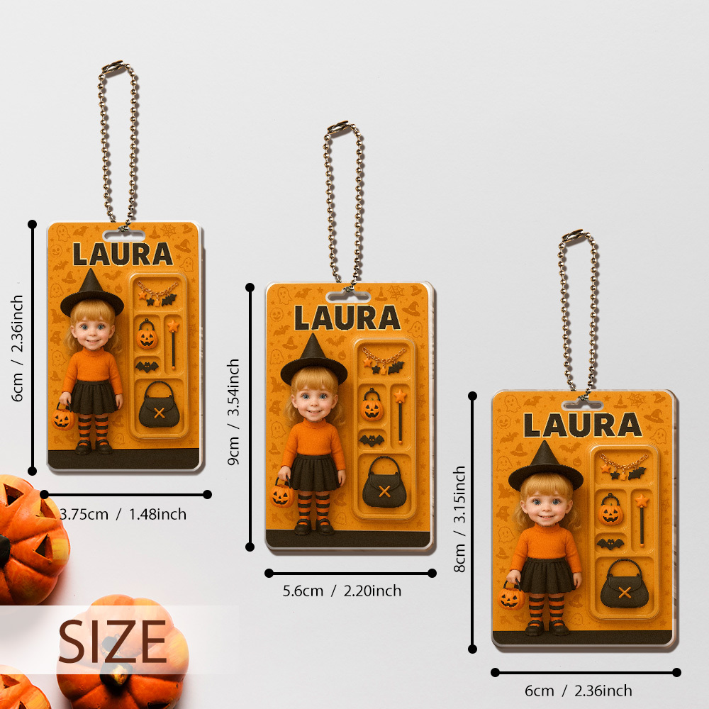 Custom 3D Effect Action Figure Pack Packaging Personalized Acrylic Pumpkin Girl Car Hanger Gift for Halloween