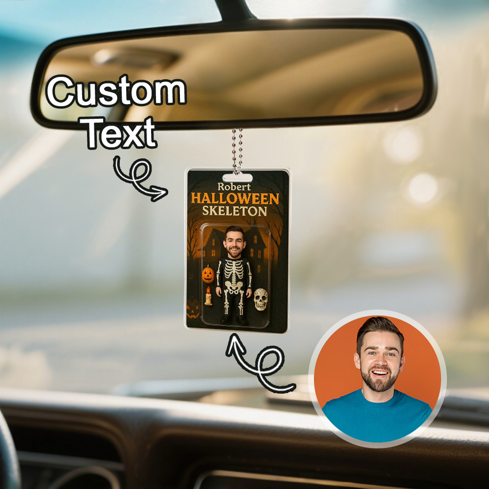 Custom 3D Effect Action Figure Pack Packaging Personalized Acrylic Skull Car Hanger Gift for Halloween