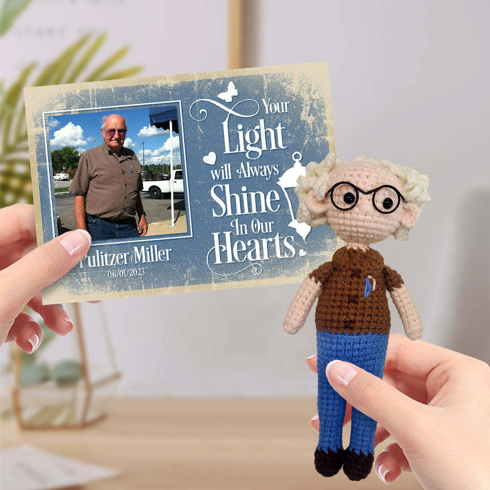 Custom Crochet Doll from Photo Handmade Look alike Dolls with Personalized Name Memorial Card Gifts for Kids and Adults - Myphotowallet