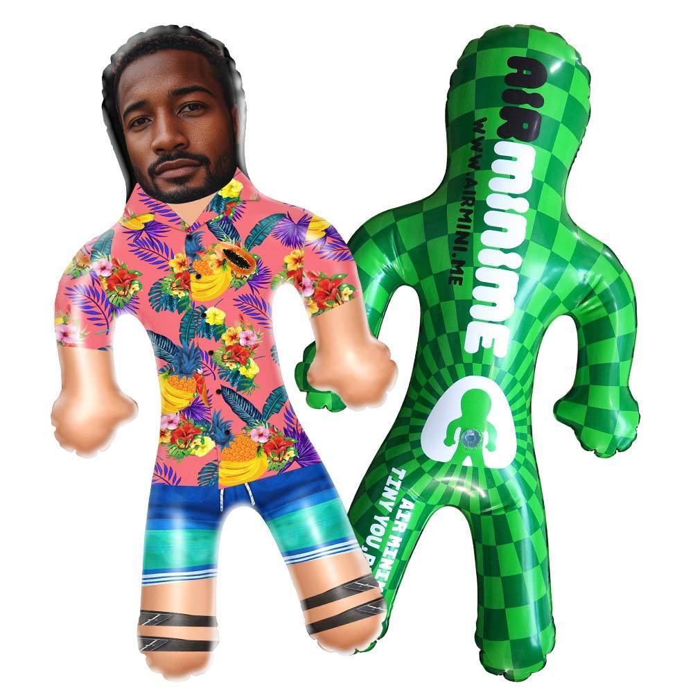 Personalized Blow Up Dolls Hawaiian Shirt Flowers and Fruits Funny Inflatable Man Printed Face for Party Favors - 