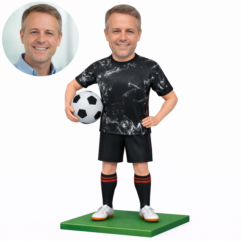 Personalized Canada Style Soccer Bobblehead from Photo, Custom Bobblehead Engraved with Text