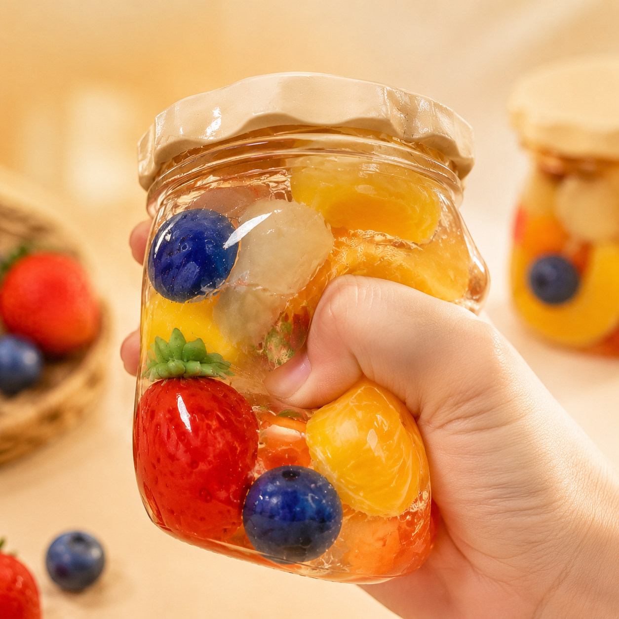 Realistic Fruit Jelly Banana Squishy Toy | Transparent Fruit Filled Stress Relief Fidget Toy for Kids & Adults - MyFaceBobbleheads
