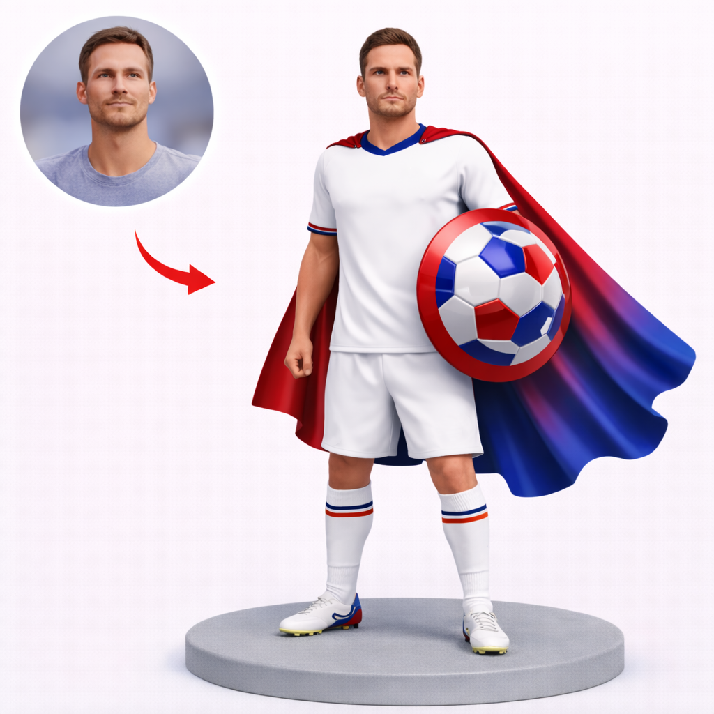 Custom All-Star Fan Bobblehead, Personalized Soccer Hero Bobblehead, Custom Bobblehead Engraved with Text