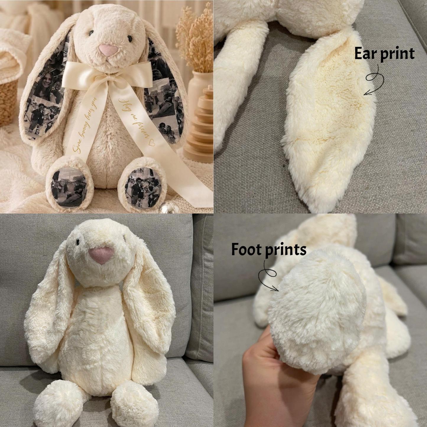 Custom Photo Bunny Plush – Personalized Hidden Ear Picture Bunny Gift for Couples Anniversary Father's Day Gifts - MyFaceBobbleheads