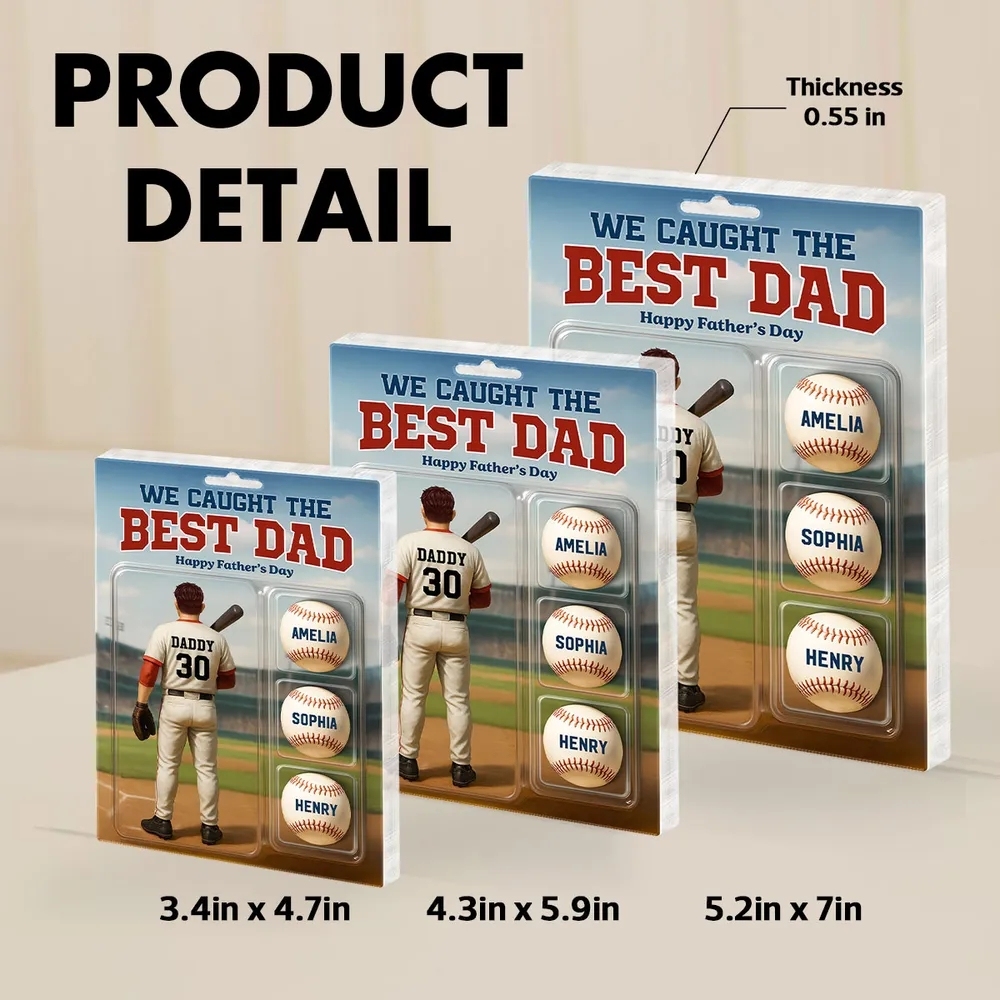 Benutzerdefinierte Figur „wir Haben Den Besten Papa-baseball Gefangen“ Mit Den Namen Der Kinder, Personalisierte Acrylblock-plakette, Perfektes Vatertagsgeschenk Für Ihn, Für Papa, Für Baseball-liebhaber