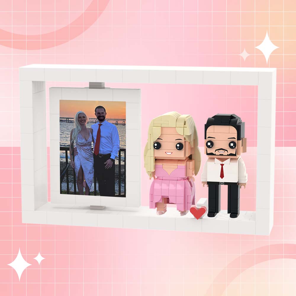 Ganzkörper-anpassbare 2-personen-souvenirs, Individuelle Ziegelfiguren, Fotorahmen, Kleine Partikelblöcke, Brick Me-figuren, Individuelle Geschenke