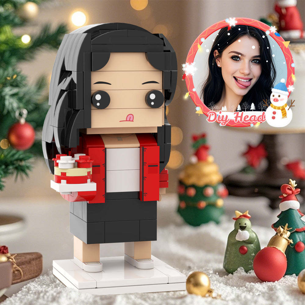 Diy-kopf, Individuelle Ziegelfigur, Weihnachtsmädchen Mit Kuchen, Bestes Weihnachtsgeschenk Für Freundin Am Weihnachtstag - MyCustomBrickheadz