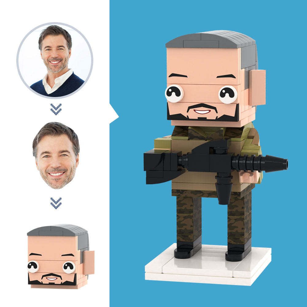 Maßgeschneiderte Kopf-tarnkleidungsfiguren, Kleines Partikelblockspielzeug, Anpassbare Ziegelkunstgeschenke - MyCustomBrickheadz