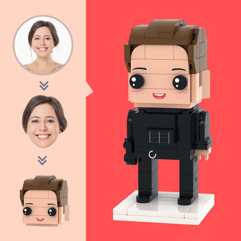 Maßgeschneiderte Kopf-polizei-figuren, Kleines Partikel-block-spielzeug, Anpassbare Brick-art-geschenke - MyCustomBrickheadz