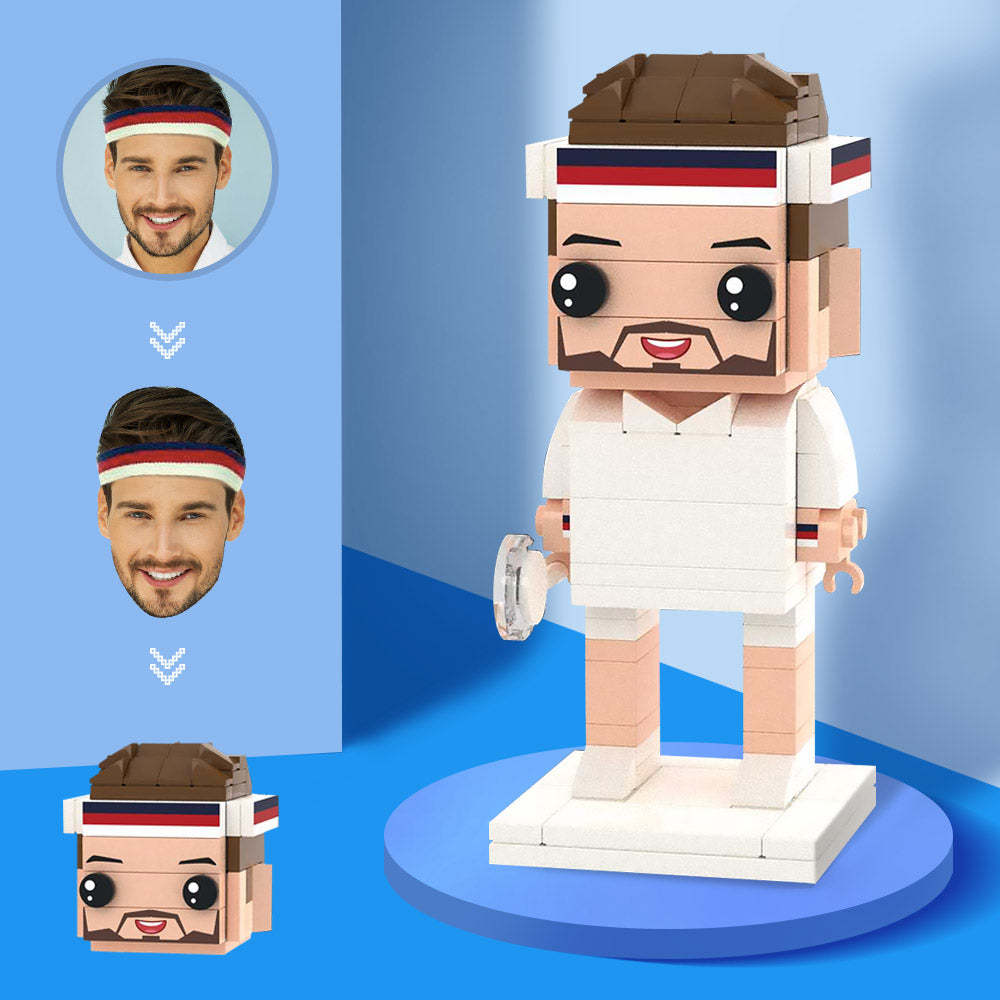 Maßgeschneiderte Männliche Tennisspielerfiguren, Kleines Partikelblockspielzeug, Anpassbare Ziegelkunstgeschenke - MyCustomBrickheadz