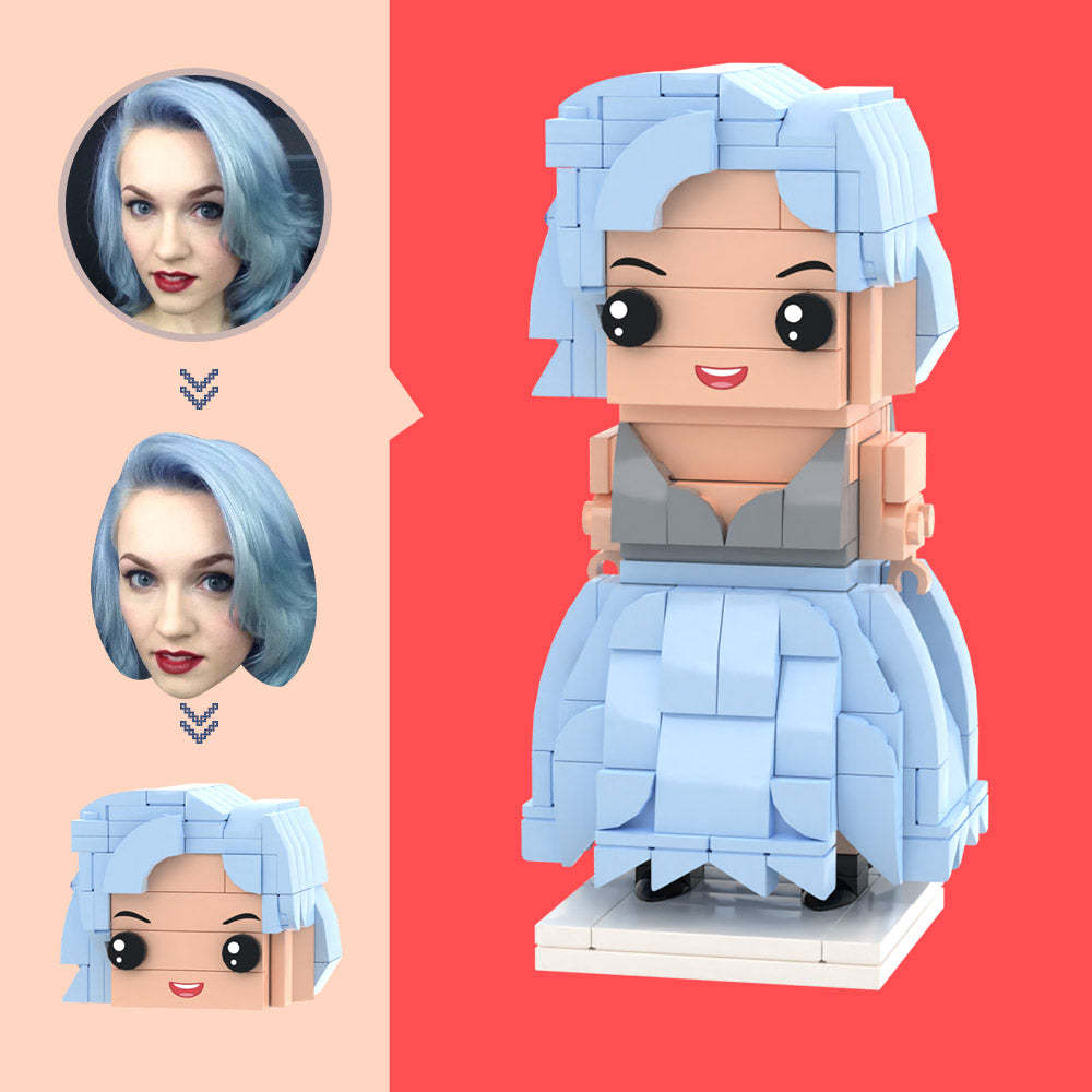 Maßgeschneiderte Kopf-prinzessin-elsa-figuren, Kleines Partikelblock-spielzeug, Anpassbare Brick-art-geschenke - MyCustomBrickheadz