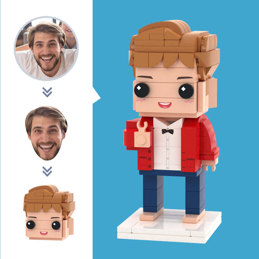 Maßgeschneiderte Schulsprecherfiguren, Kleines Partikelblockspielzeug, Anpassbare Ziegelkunstgeschenke Für 1 Person - MyCustomBrickheadz