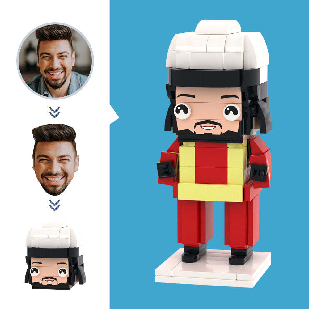 Maßgeschneiderte Kopf-feuerwehrleute-figuren, Kleines Partikel-block-spielzeug, Anpassbare Ziegelkunst-geschenke - MyCustomBrickheadz