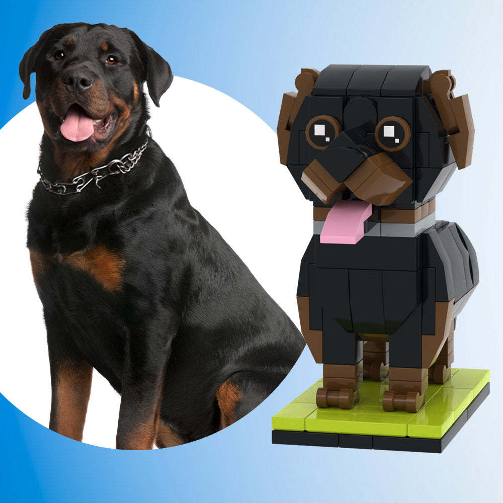 Ganzkörper-anpassbares Rottweiler-1-hundefoto, Individuelle Ziegelfiguren, Kleiner Partikelblock, Brick Me-figuren, Individuell Angepasst, Nur Rottweiler - MyCustomBrickheadz