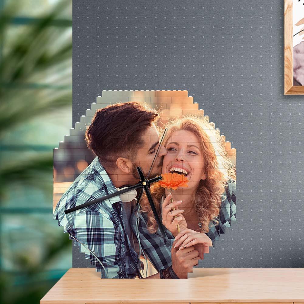 Personalisierte Bausteine-wanduhr, Personalisiertes Puzzle, Individuelles Foto, Ziegelstein-uhr, Paar-geschenk - MyCustomBrickheadz