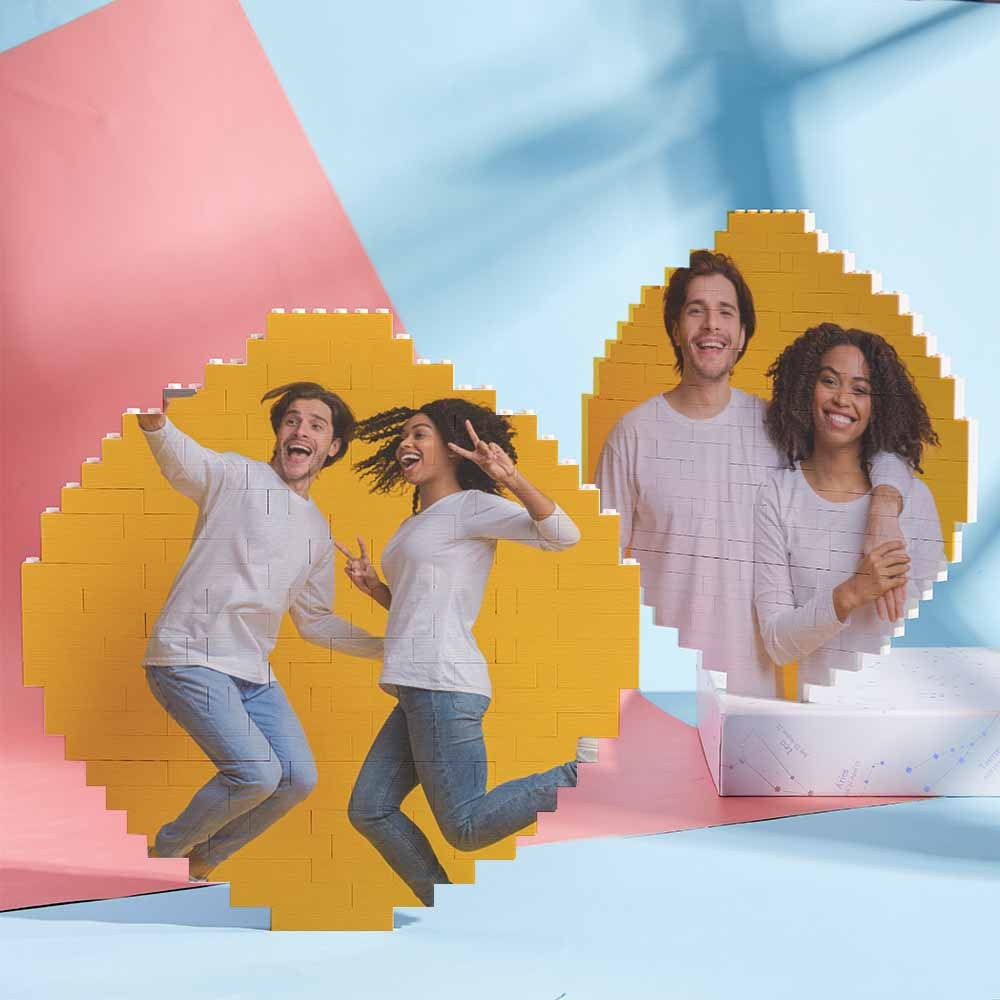 Benutzerdefinierter Musikcode, Personalisierter Ziegelstein-rundgebäude-fotoblockrahmen - MyCustomBrickheadz