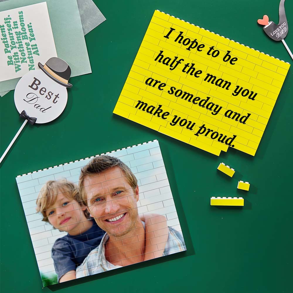 Personalisierter Baustein, Individueller Fotoblock, Quadratische Form, Vatertagsgeschenk - MyCustomBrickheadz